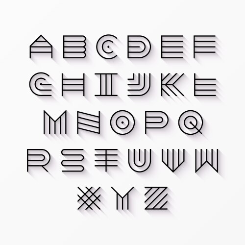 Thin line style linear uppercase modern font vector image