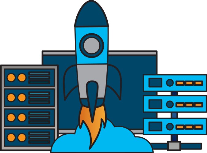 Computer database center cpu startup vector image