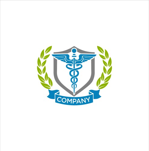 shield leaves medical logo icon symbol vector image