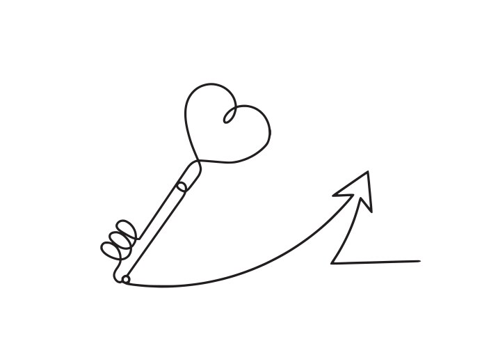 Abstract heart-key with comment as continuous vector image