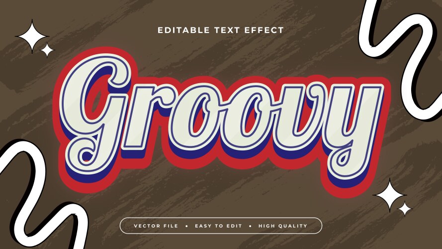 Groovy 3D Text Effect - Retro Font vector image