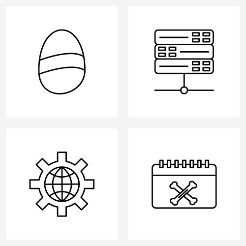 Set 4 simple line icons for web and print vector image