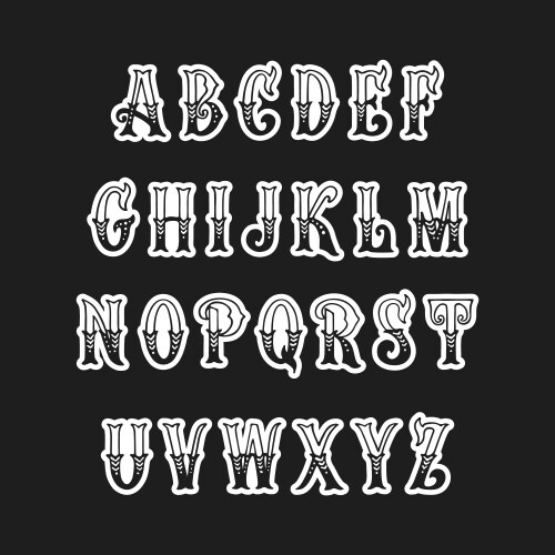 set of victorian style alphabet letters font vector image