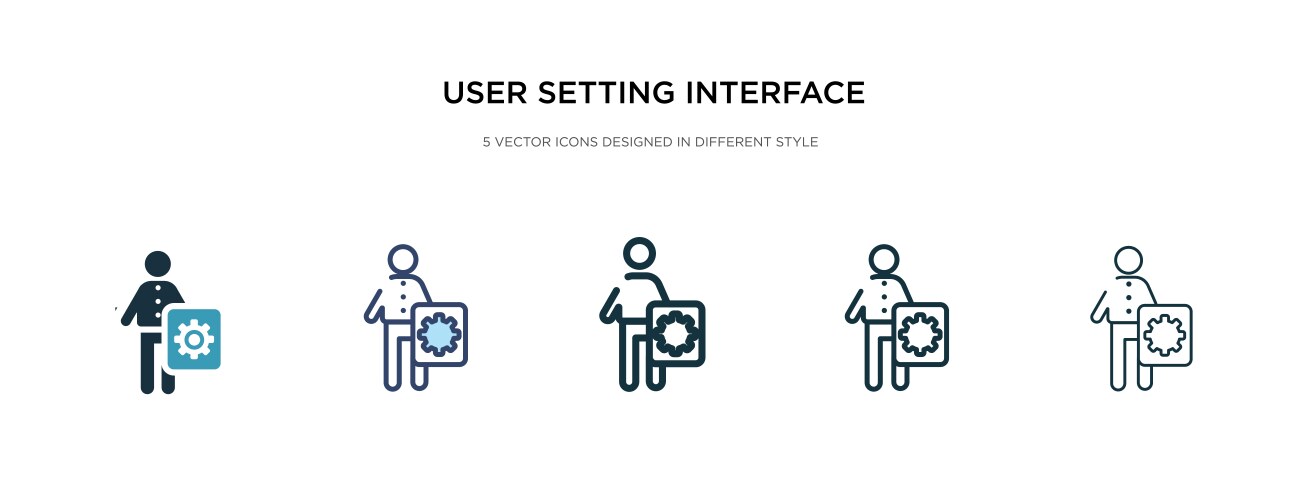 User setting interface icon in different style vector image