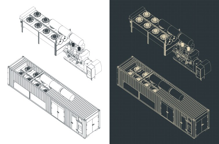 Container type generator structure blueprint Vector Image