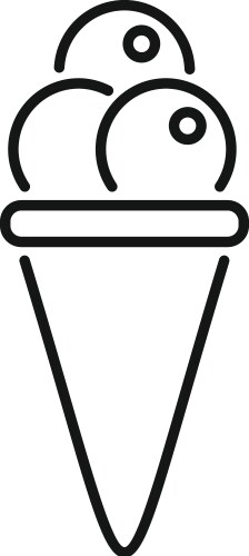 Ice cream cone drawing with three scoops in waffle Vector Image