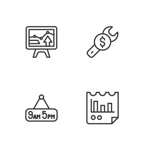 Set line document with graph chart from 9 to 5 vector image