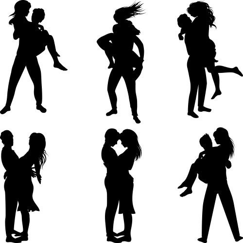 Embracing couple silhouettes Royalty Free Vector Image