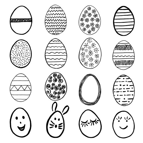 Doodle Easter Egg Icons Vector Image