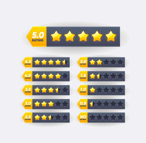 five golden star review rate customer feedback vector image