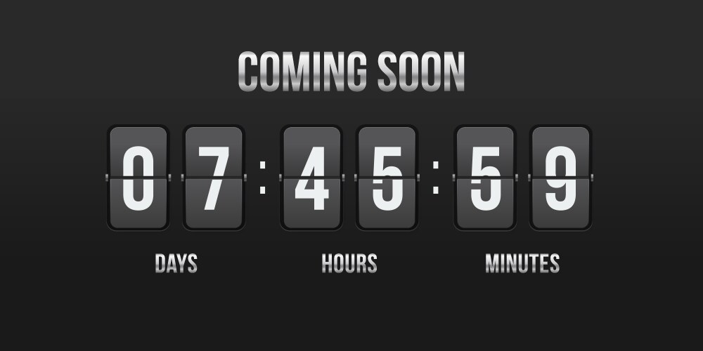 flip countdown coming soon counter vector image