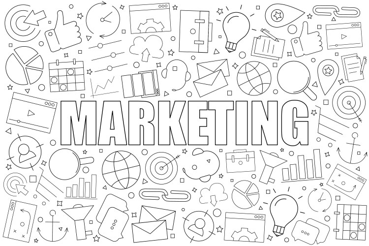 Marketing background from line icon vector image