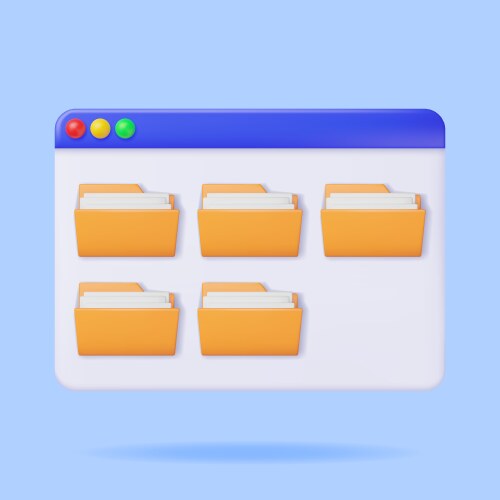 3d desktop interface window with file folder vector image