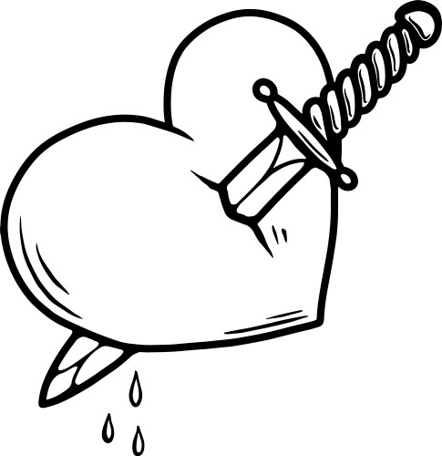 Heart and dagger in tattoo style design element Vector Image