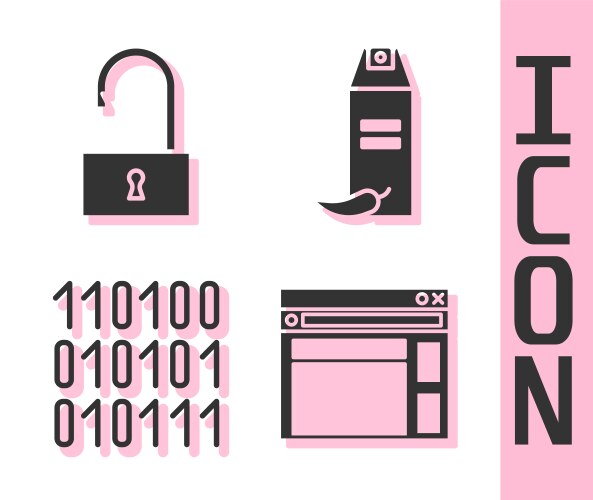 Set website template open padlock binary code vektorbild