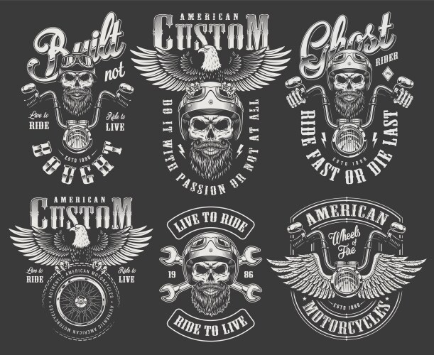 Vintage Motorcycle Label Set Vector Image