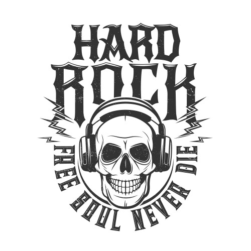 Skull Headset Rock Music Print Vector Image