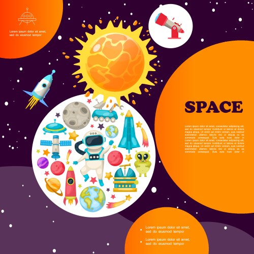 Flat space colorful template vector image