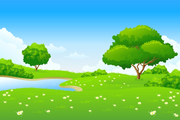 Green landscape with trees Royalty Free Vector Image