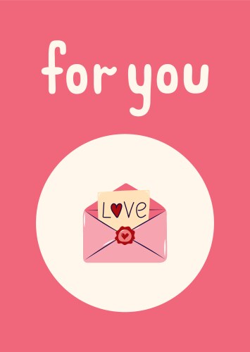 Valentines day card with envelope and note vector image