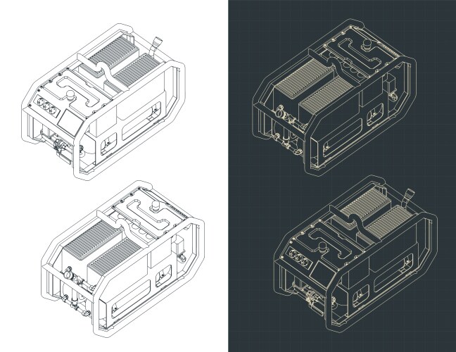 Mobile power generator blueprints Royalty Free Vector Image