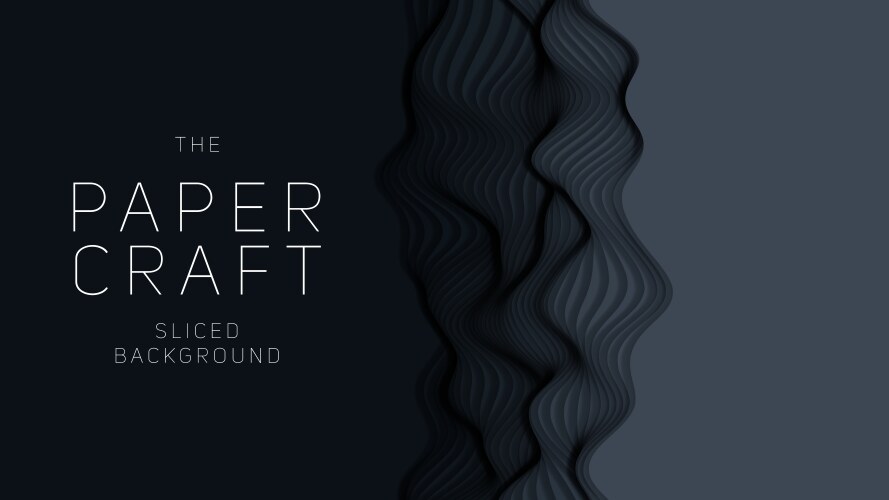 Dark paper layers 3d abstract gradient papercut vector image