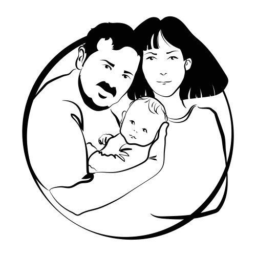 Family with baby father and mother hug Vector Image
