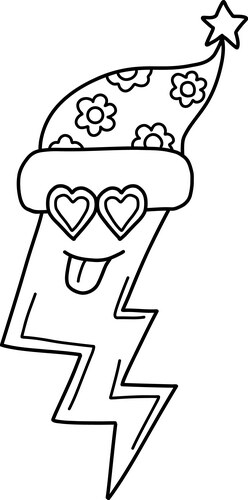 Festive Lightning Bolt with Santa Hat Vector Image