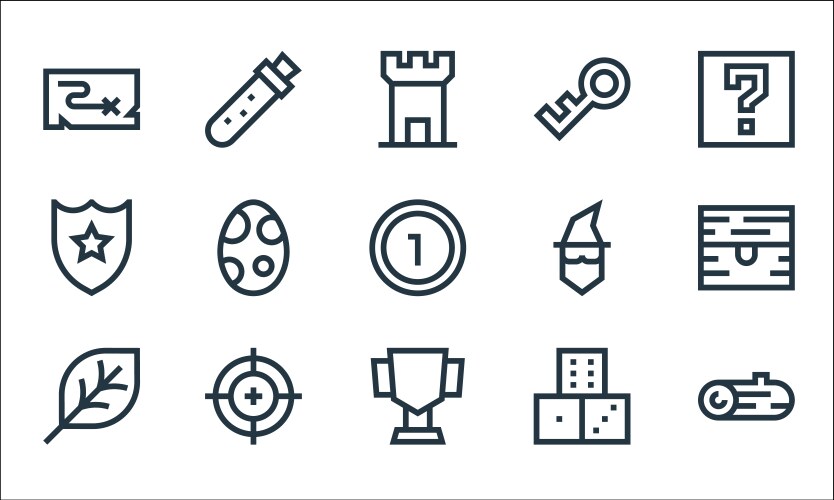 Video game elements line icons linear set quality vector image