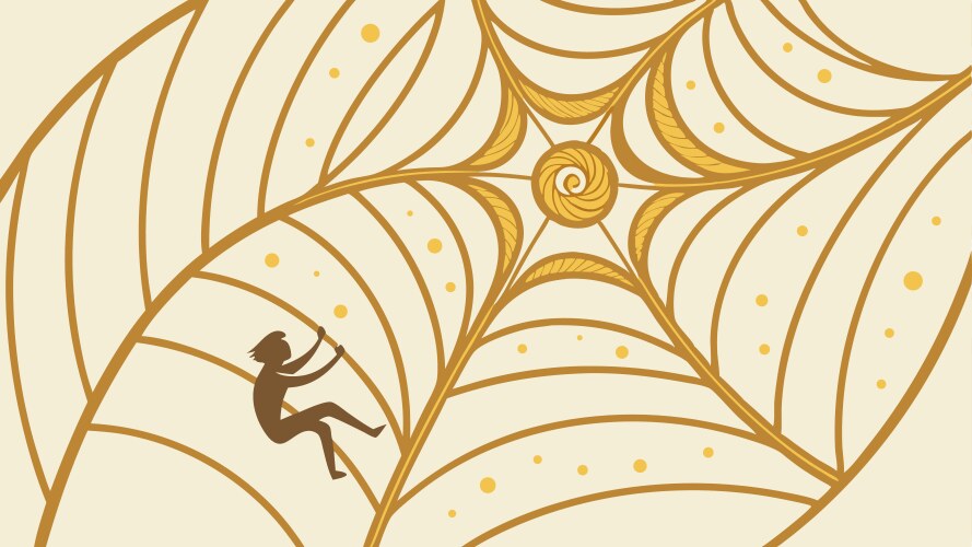 Intricate spider web pattern with a crawling vector image