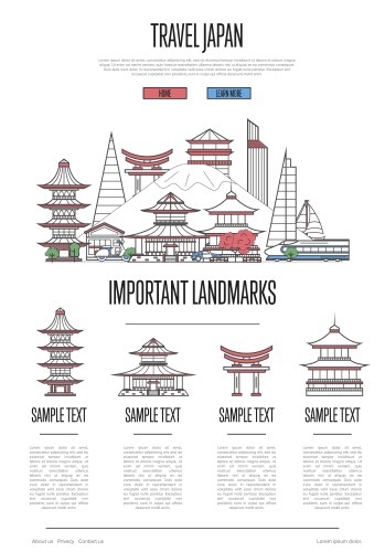 Japan Skyline Landmarks Vector Image