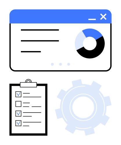 Data dashboard with pie chart task checklist vector image