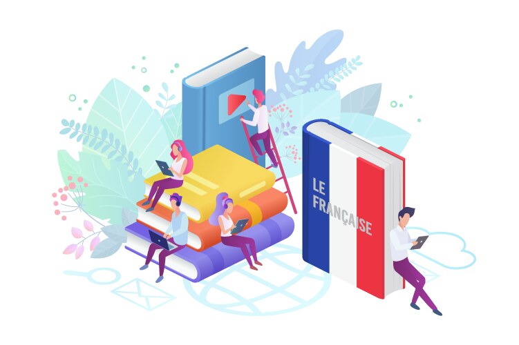 Students Learning English Language Concept Vector Image