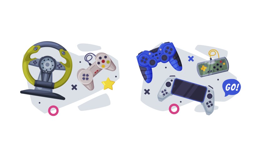 Gamepad and game controller as input device vector image