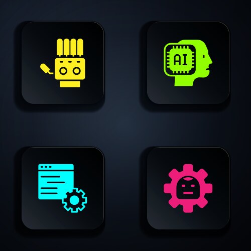 Set robot mechanical hand computer api vector image