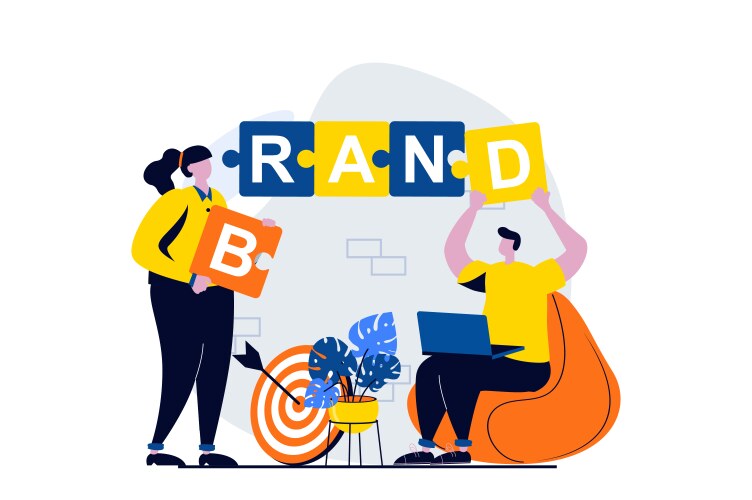 branding team concept with people scene in flat vector