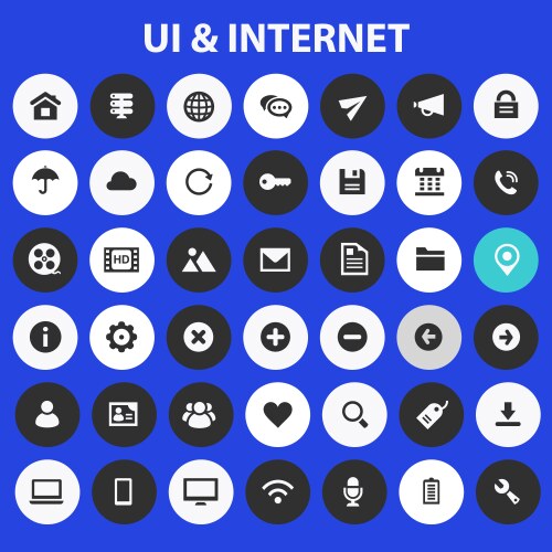 Big ui and internet icon set trendy flat icons vector image