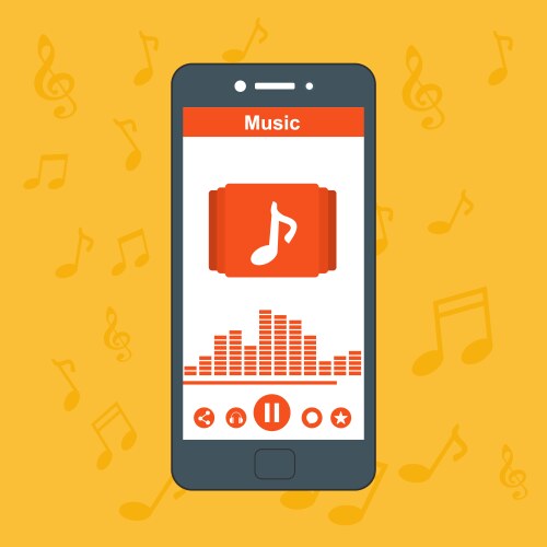 media player application app template with flat vector image