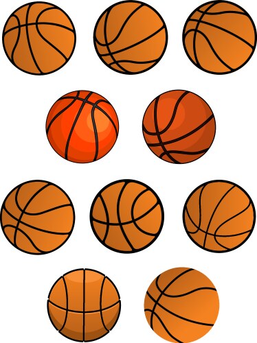 Set of orange rubber basketball balls vector image