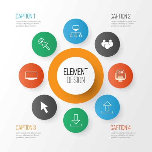 Web icons set collection of display upload vector image