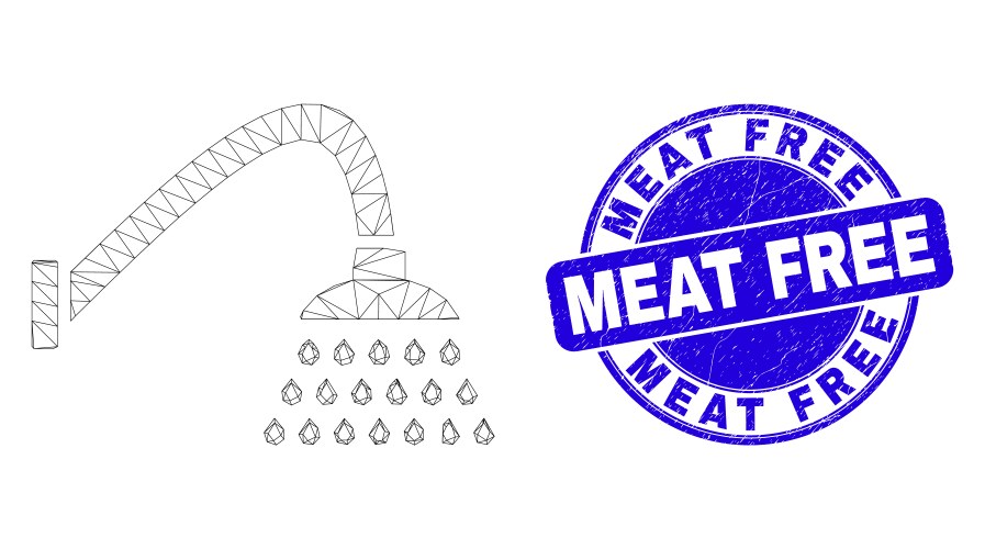 Blue scratched meat free seal and web carcass Vector Image