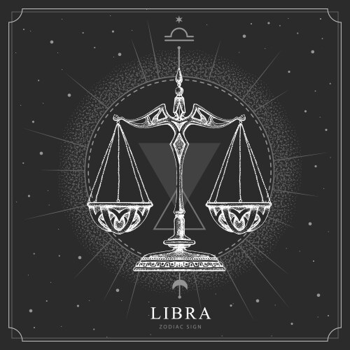 magic witchcraft card with libra zodiac sign vector image