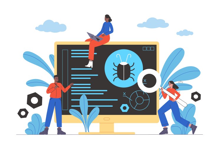Software testing debugging development process vector image