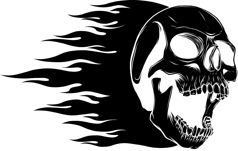 Burning Skull Silhouette Vector Image