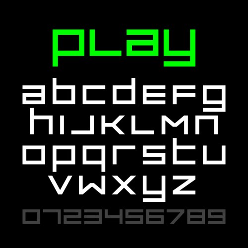 old style video game font alphabet and numbers vector image