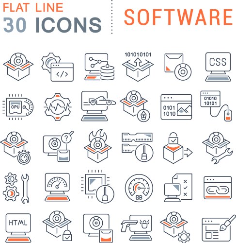 Set line icons software vector image