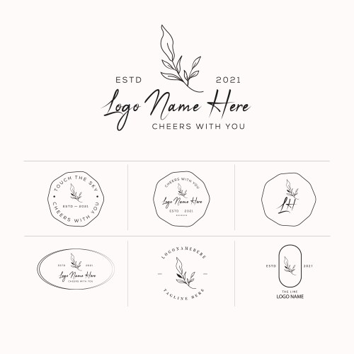 botanical floral element hand drawn logo vector