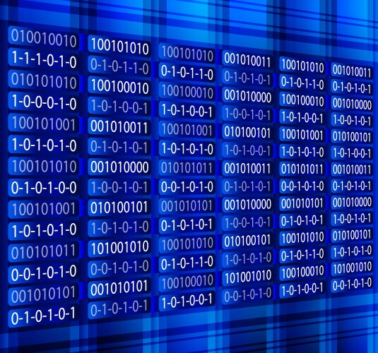 Blue binary computer code repeating vector image