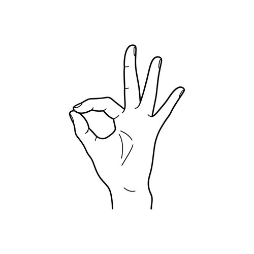 Hand Gesture Drawing - Thumb, Index, Middle Finger Vector Image