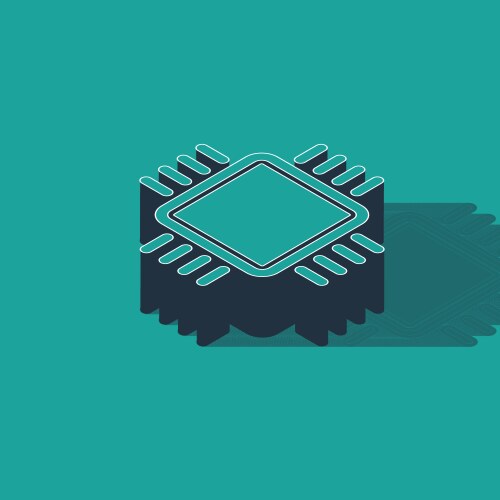 Isometric computer processor with microcircuits vector image